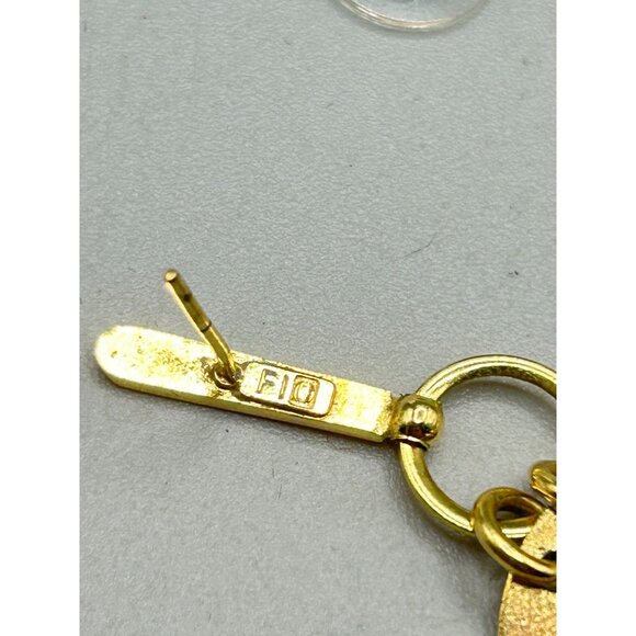 Two Tones Silver Gold Dangles Earrings Intersecting Circles Designer Signed - Picture 5 of 6